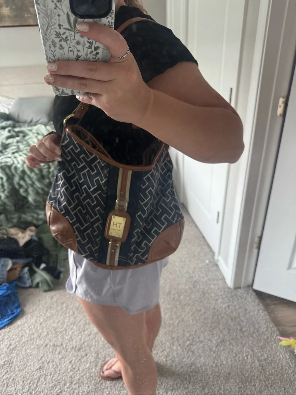 Vintage Tommy Hilfiger Monogram Hobo Shoulder Bag